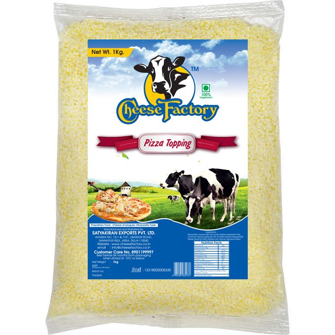 Cheese Factory Pizza Topping Diced for Restaurant, Pack Size: 1 kg