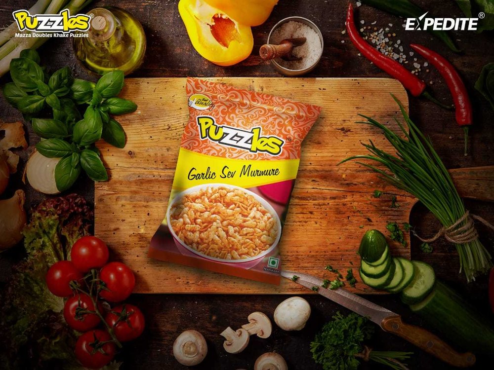 Besan Puzzles Garlic Sev Namkeen, Packaging Type: Packet, 35 Grams