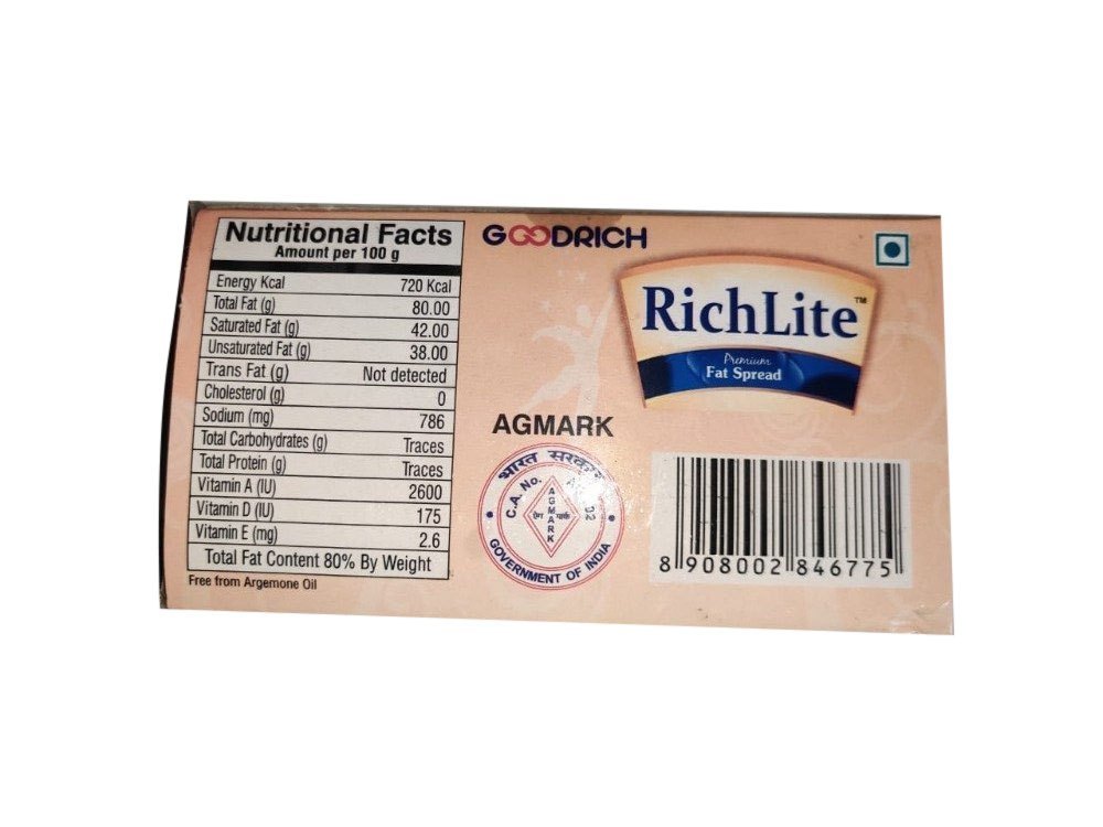 Flavor: Salted Richlite Premium Fat Spread, Packaging Type: Box, Packaging Size: 500 Gm