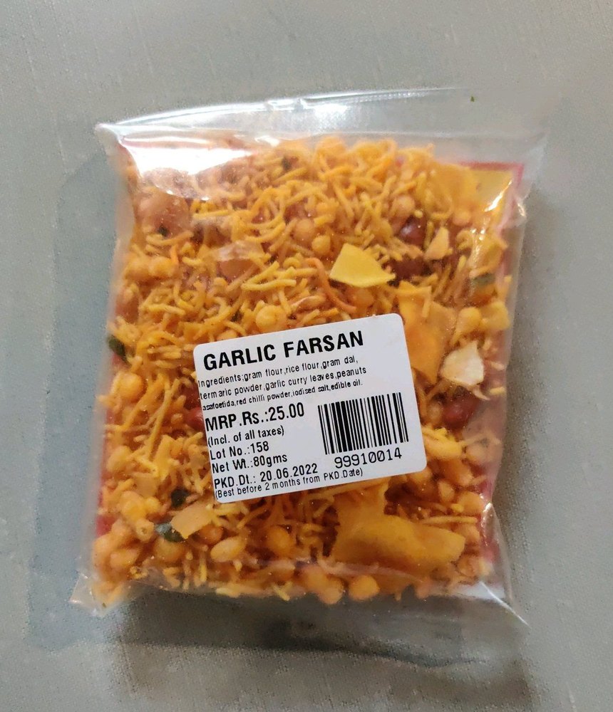 80g Garlic Farsan Namkeen, Packaging Type: Packet