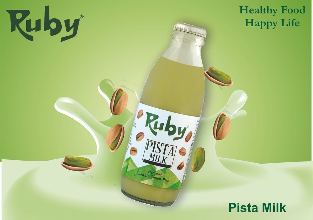 Ruby Pista Milk, 200 ml, Packaging Type: Bottle
