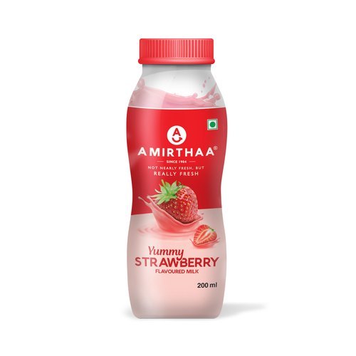 Amirthaa Yummy Strawberry Flavoured Milk, 200 ml, Packaging Type: Bottle