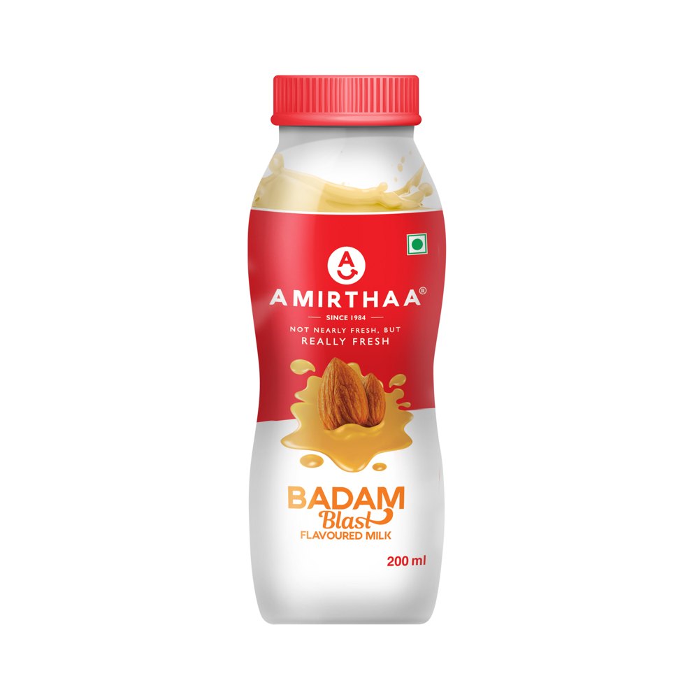 Amirthaa Badam Blast Flavoured Milk, 200 ml, Packaging Type: Bottle
