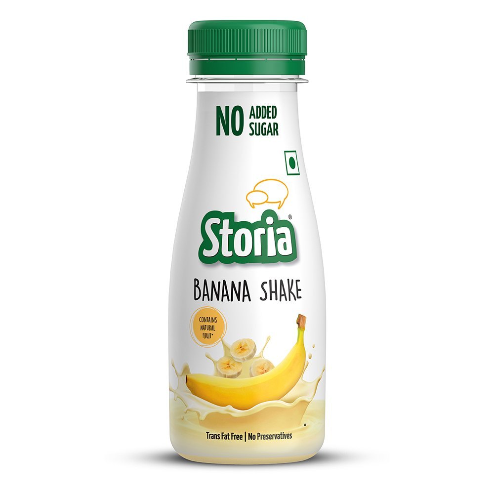 Storia No Added Sugar Banana Milkshake- India\'s Highest Fruit Content Shake- 200ml