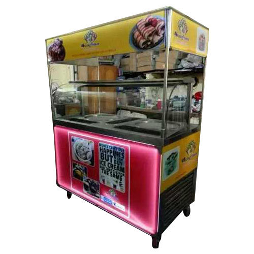 Stainless Steel Fried Ice Cream Roll Machine With Counter