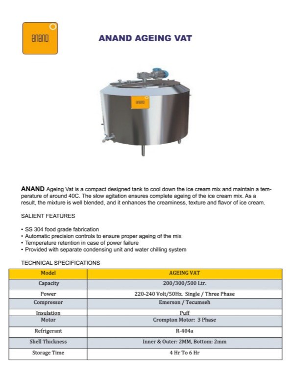 Stainless Steel Ageing Tank, Capacity: 100-500 LTR