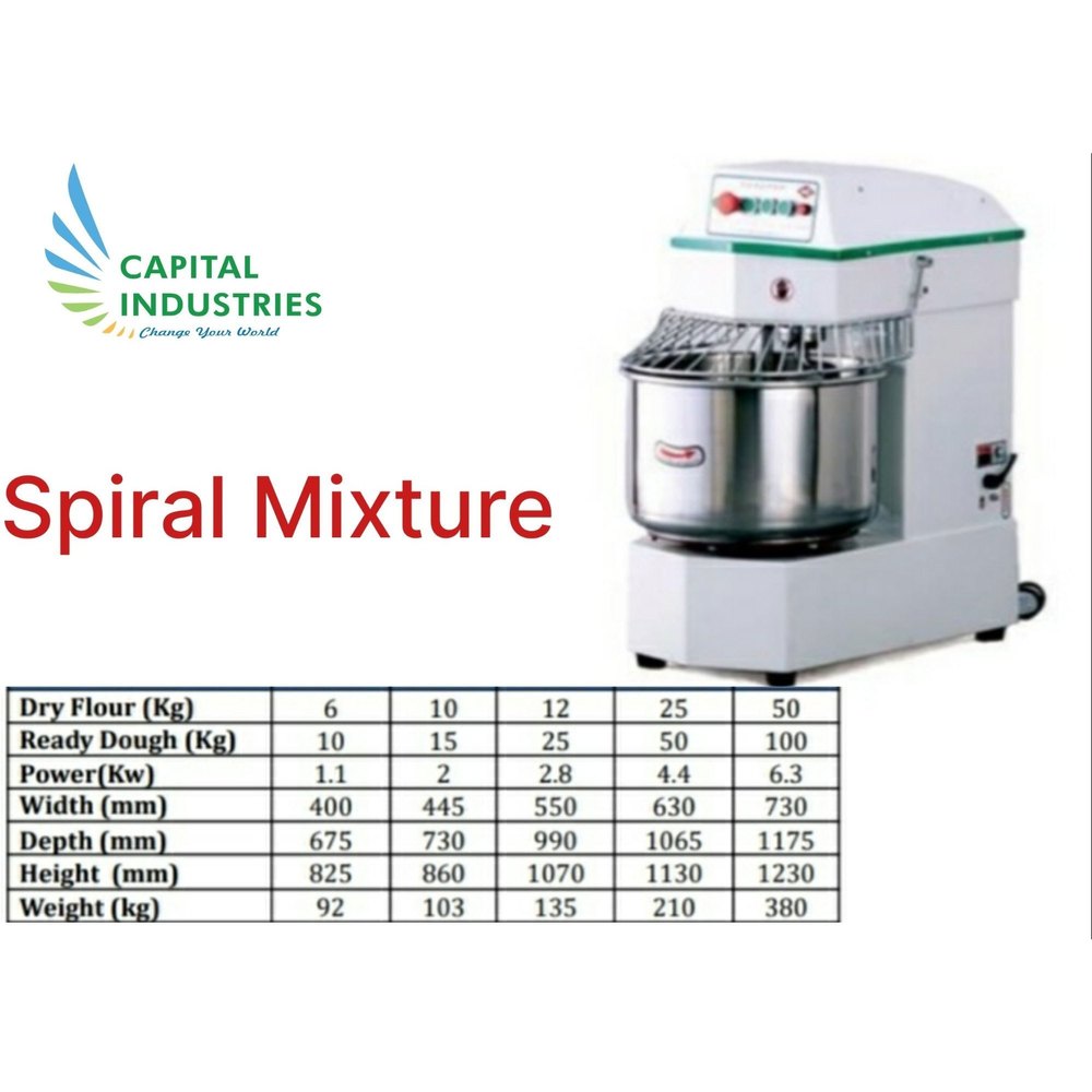 Stainless Steel Bakery Spiral Mixer 12 Kg
