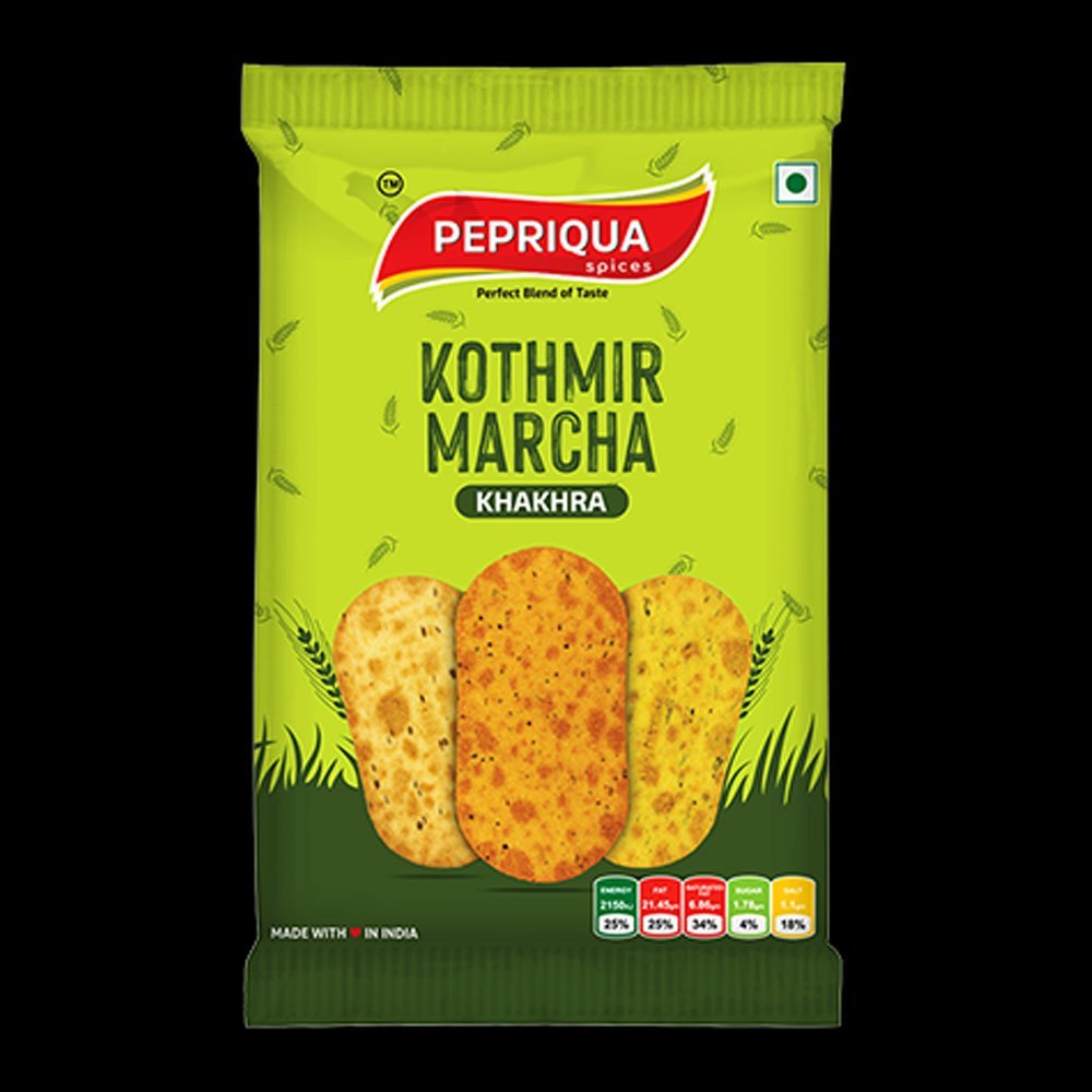 Pepriqua Kothmari Marcha Khakhra, Packaging Type: Packet, Packaging Size: 50gm