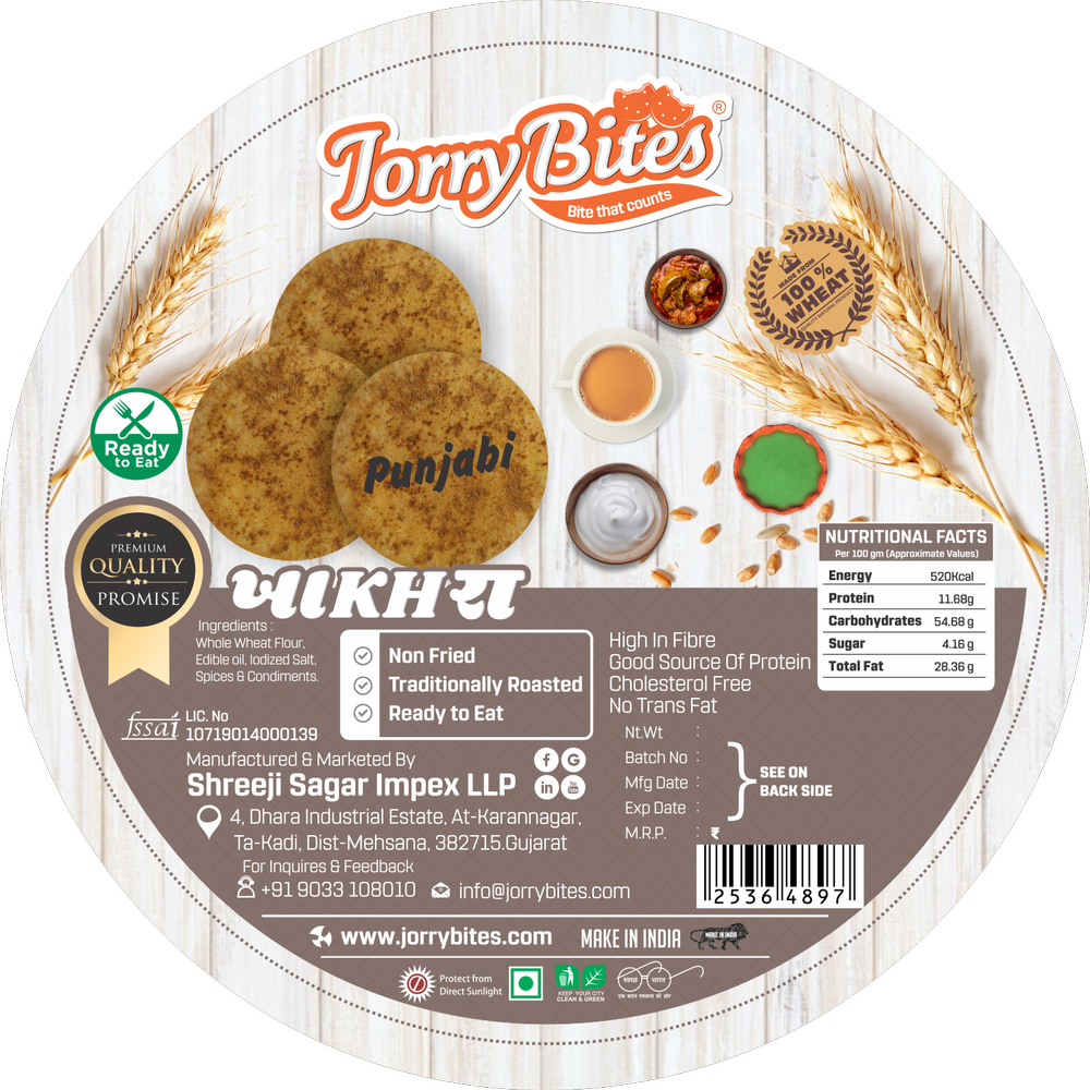 JORRYBITES Gujarat Punjabi Khakhra, 6 Months, Packaging Size: 200G