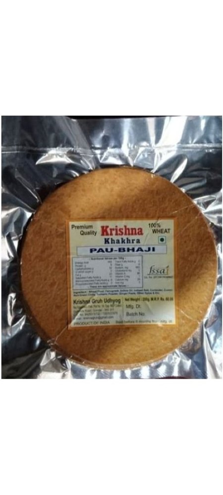 Krishna Round 100% Wheat Premium Quality Pav Bhaji Khakhra, Packaging Type: Vacuum Pack, Packaging Size: 200 Gm