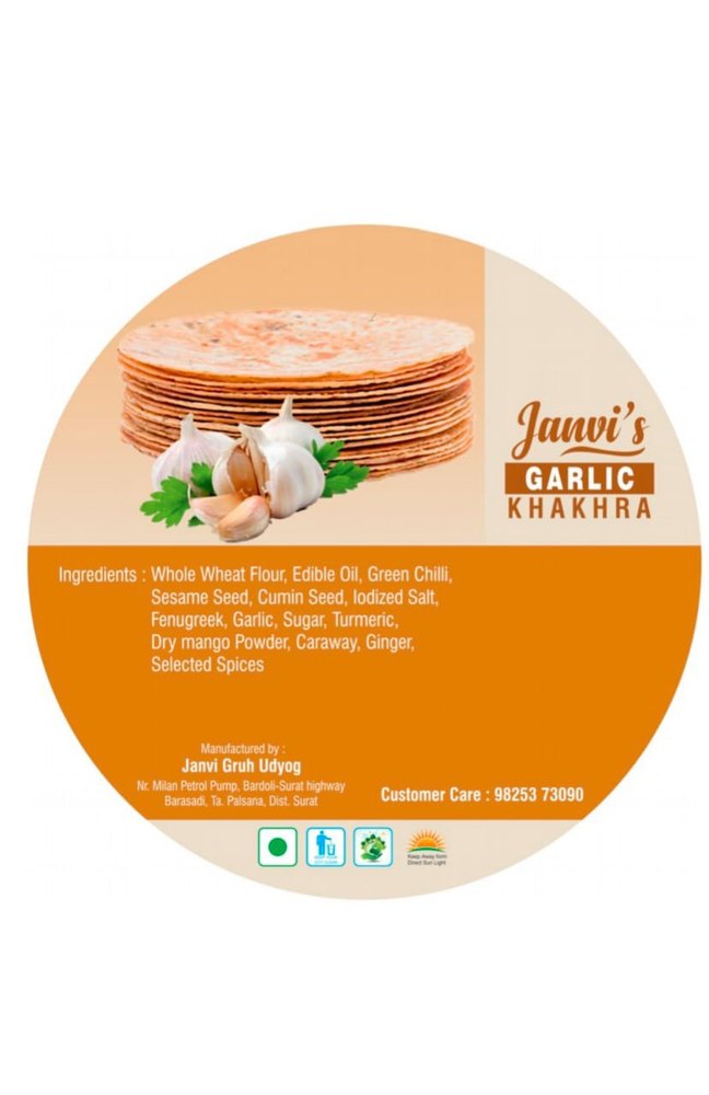 Gujarat Round Garlic Khakhra, 6 Months, Packaging Size: 7