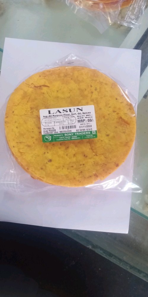 Sony Traders Round Garlic Flavour Khakhra, 6 Months, Packaging Size: 200 Gm