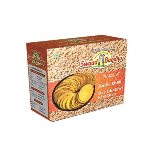 Dry Garlic Chili Bhakri Khakhra, Packaging Type: Box