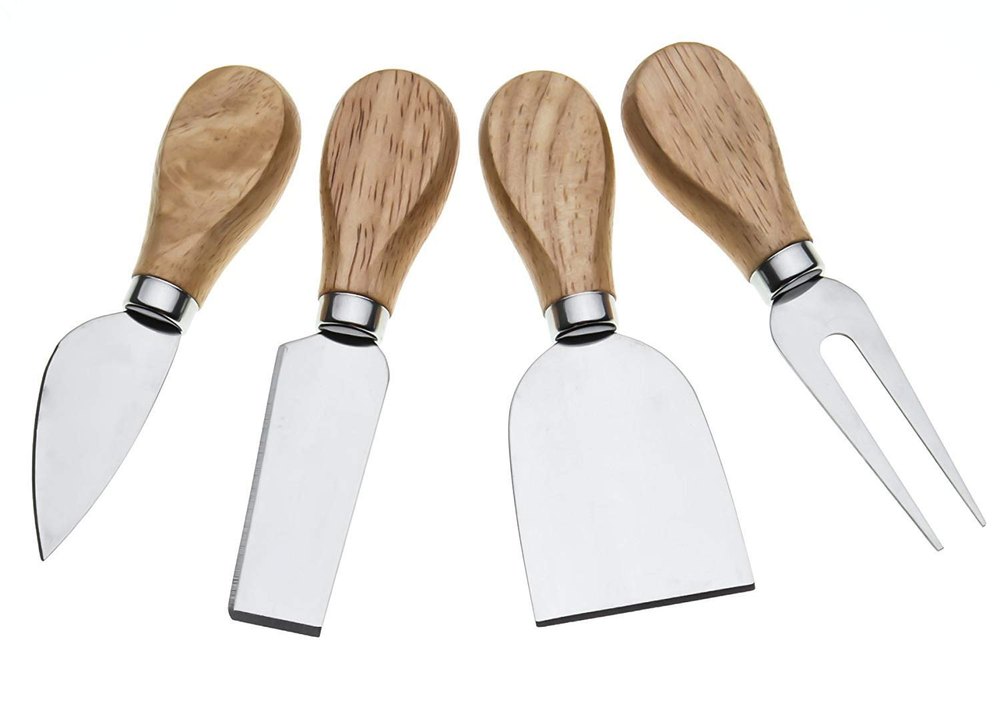 Stainless Steel less Cheese Slicer Cheese Cutter 4pc Set, Finish: Wooden