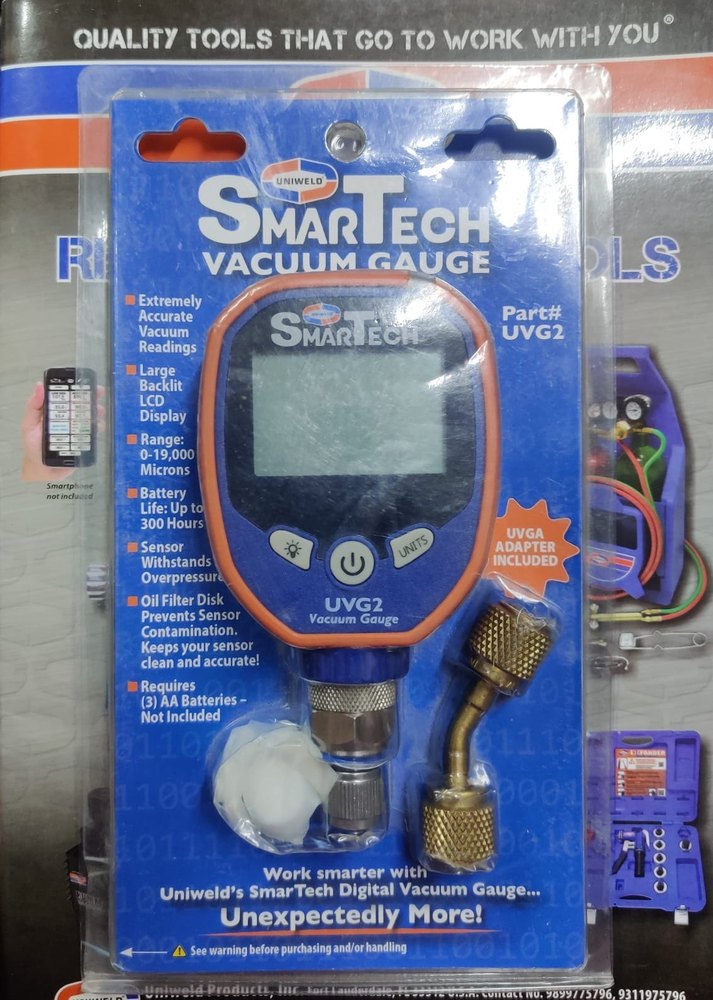 UNIWELD VACUUM GAUGE, 0 to 25 bar(0 to 400 psi)