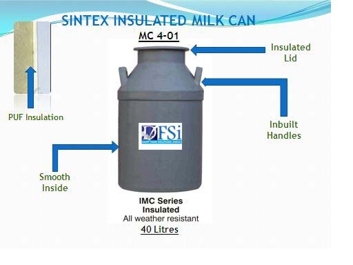 Gray Plastic Sintex Insulated Milk Can