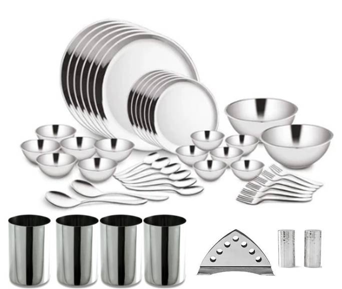 Ridhi Sidhi NATURAL 47 PC Double Wall Dinner Set, For Home