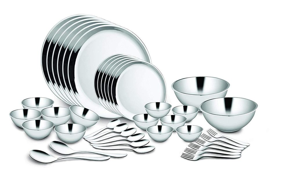 Whitestar Stainless Steel Double Wall Dinner Set Of 40 Pcs