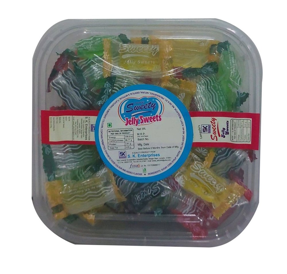 Mix Fruit Round Sweety Jelly Sweets, Packaging Type: Container, Packaging Size: 250g
