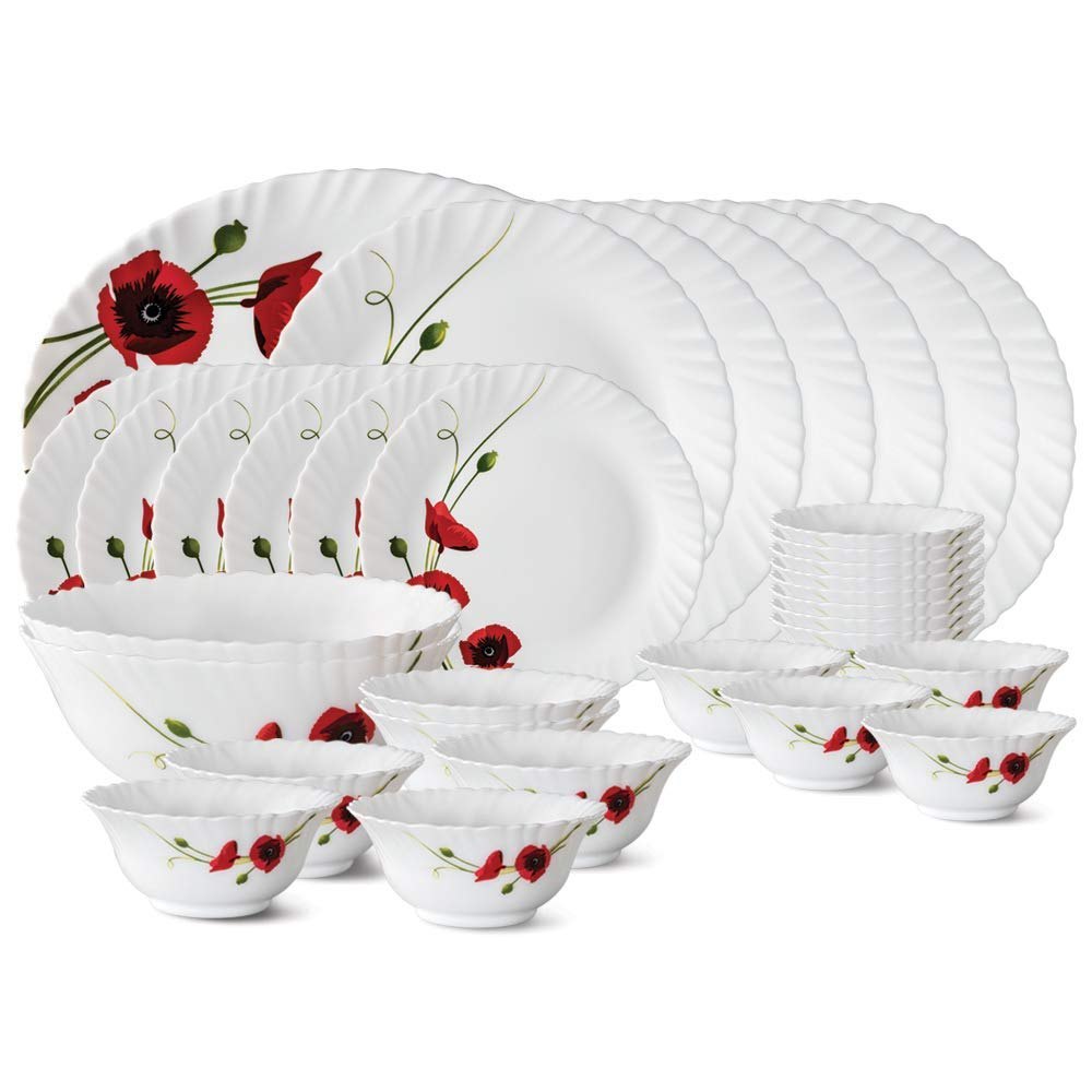 White Borosil Opalware Dinner Set, For Home, 25