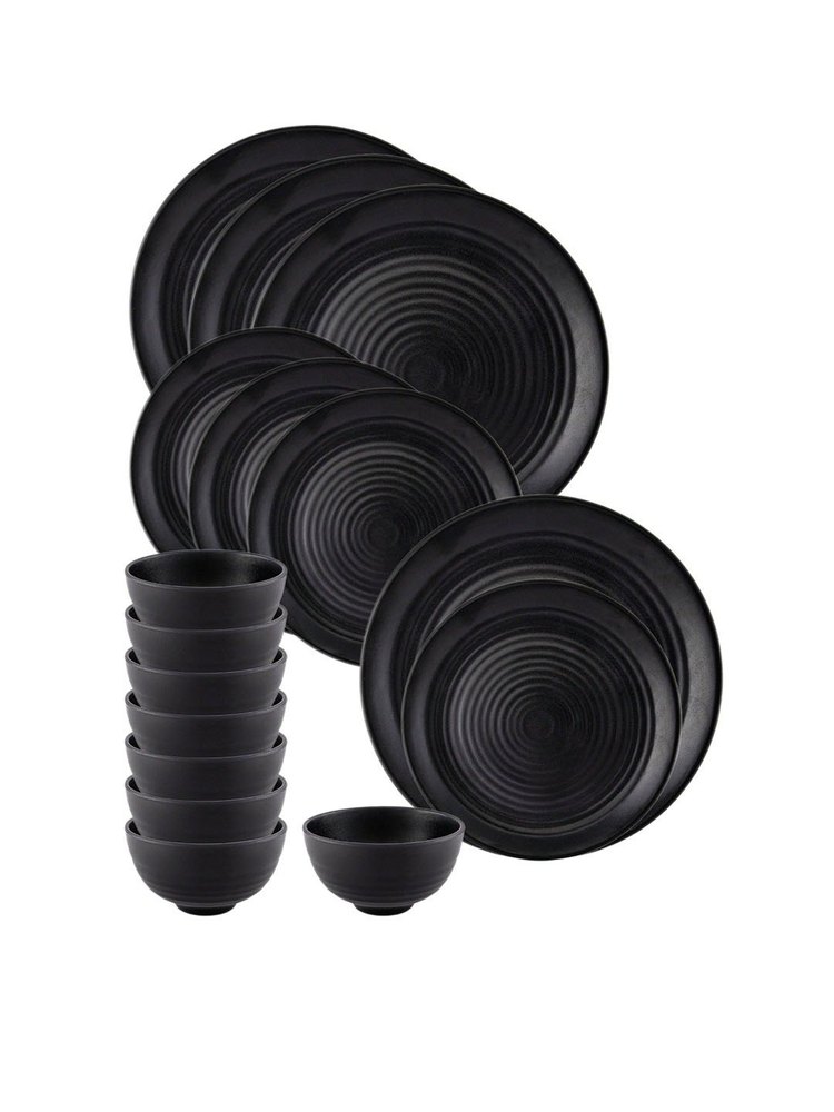 Black Round Melamine Crockery
