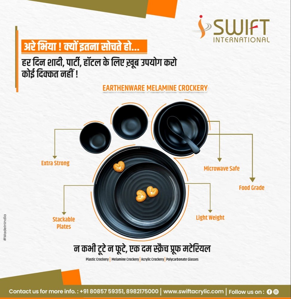 100 ROUND Melamine Black Mat Finish Crockery