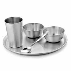 5 Pieces Silver Stainless Steel Dinner Set Economy, For Home, Surface Finish: Polished