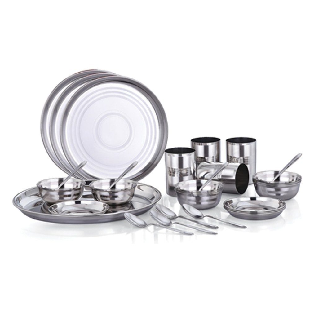 Twin Birds Silver Stainless steel Dinner Set Signature 24 PCS, For Home/Hotel/Restaurant