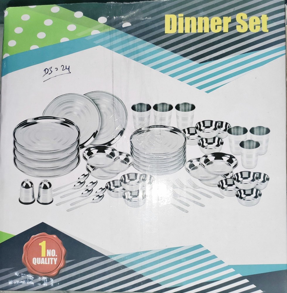 24 Stainless Steel Dinner Set, Surface Finish: Silver Touch