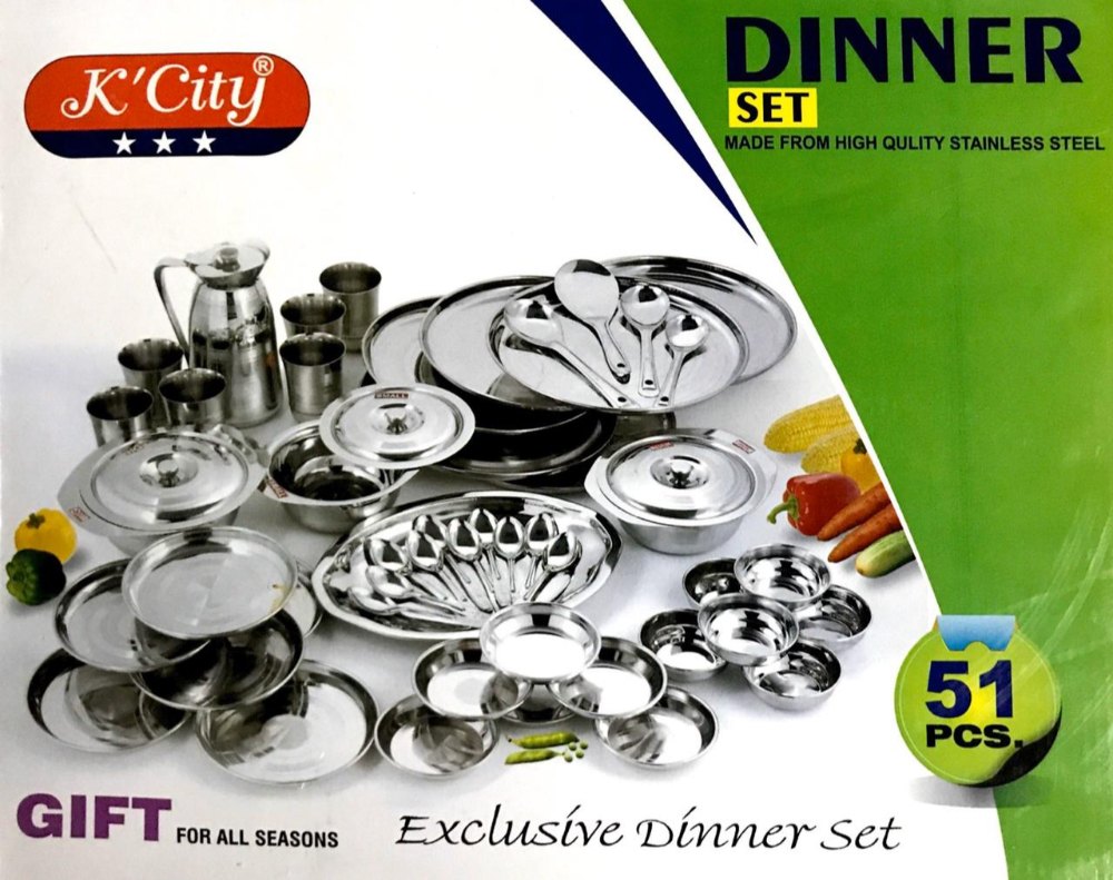 Kcity Stainless Steel 51pc Dinner Set, For Home, Packaging Type: Box