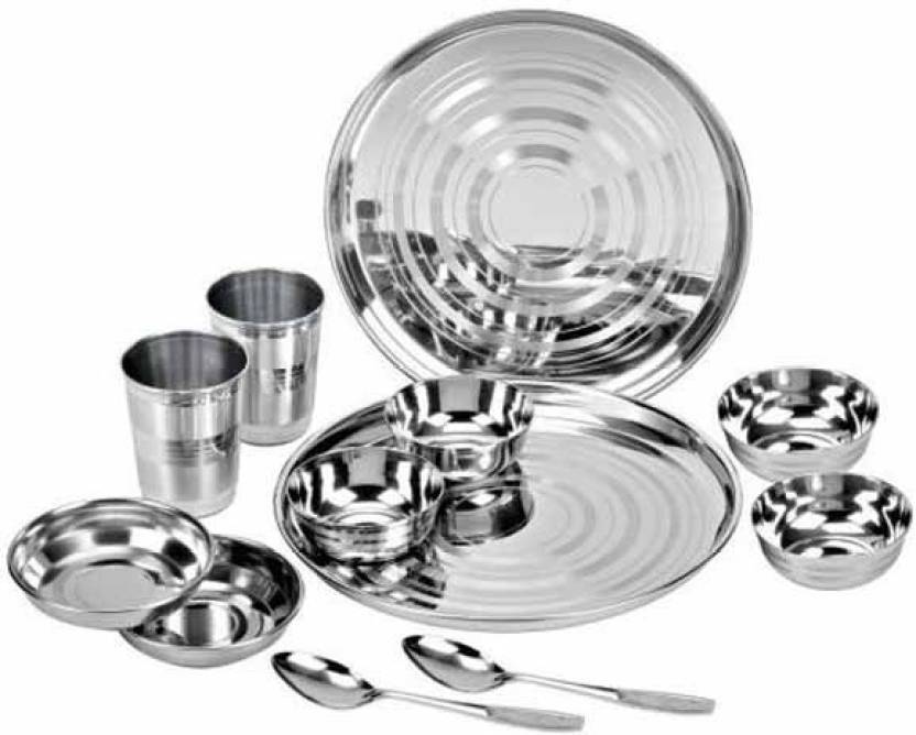 Silver Stainless Steel Set of 12 Pcs Dinner Set
