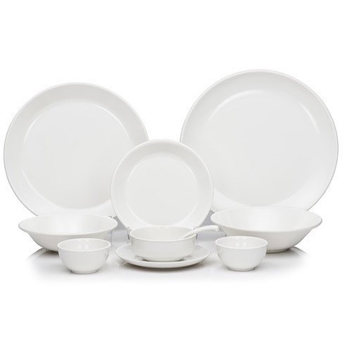 White Plastic Melamine Crockery Set, 10