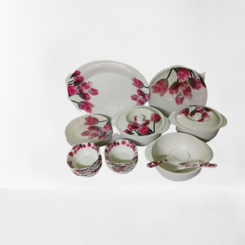White Melamine Laher dinner set