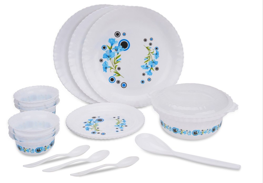 White Arabfox 18 Piece Plastic Trio Dinner Set, For Home