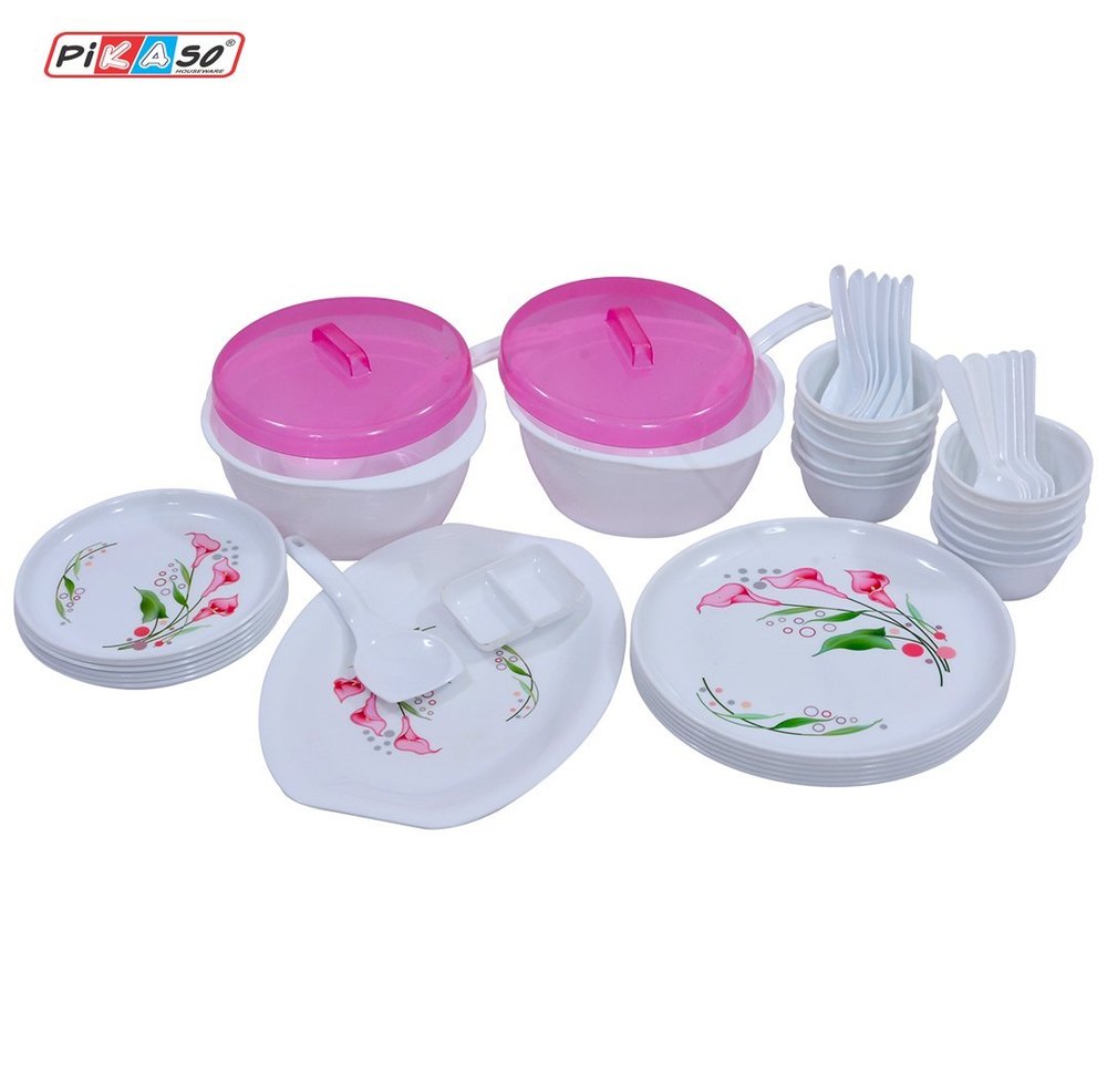 PIKASO Plastic Printed Dinner Set, 45 Pcs