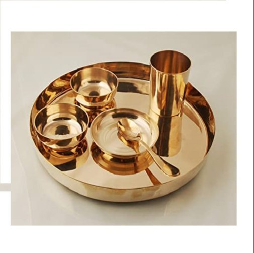 Yellow BRONZE Kansa Thalii Set, For Hotel