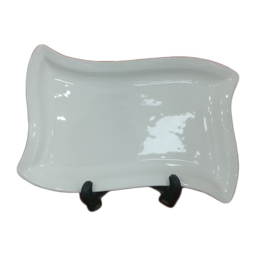 White Clay Craft Bone China Wave Platter, Packaging Type: Box