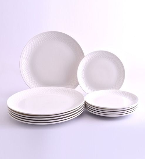Ceramic White Bone China Hotelware Full Plate, Size: 10, 11 & 12