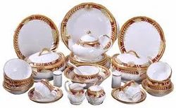 Silver, White Dinner Set, Size: 5 Pieces