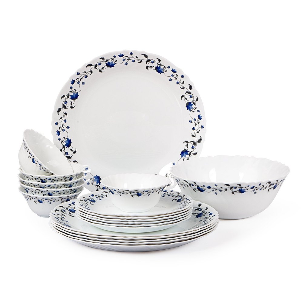 White 19 Piece Cello Imperial Vinea Opalware Dinner Set, For Home