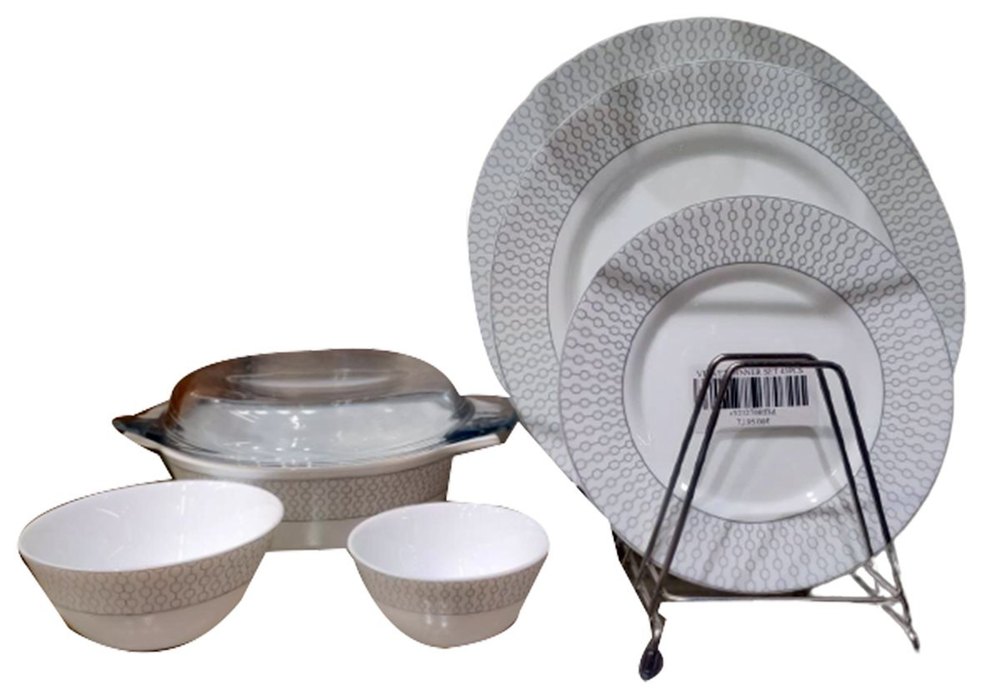 White Glass La Opala Dinner Set, For Home, 6