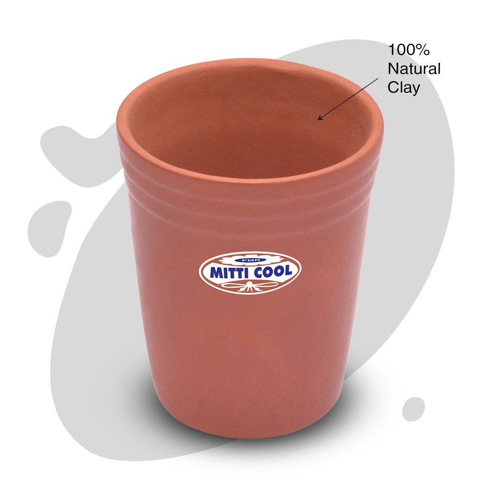 Mitticool Reddish Brown Clay Dinner Glass Set, For Home, 2