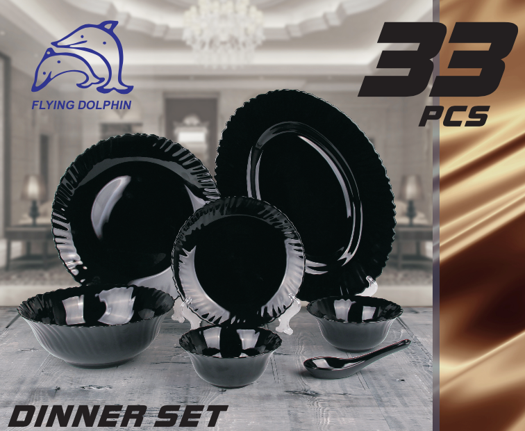 Flying Dolphin Black Dinner Set for Diwali