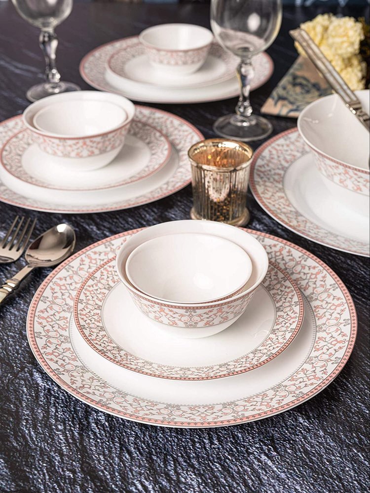 Opalware Pink Ceramic Dinner Set, Packaging Type: In Tharmocol With Boxe, 33