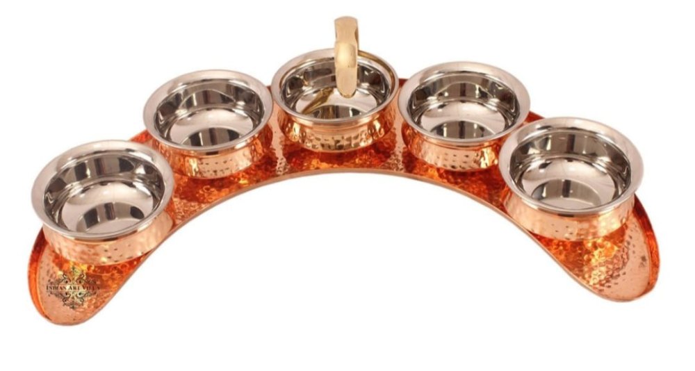 6 copper Moon Thali, For Hotel, Packaging Type: Box
