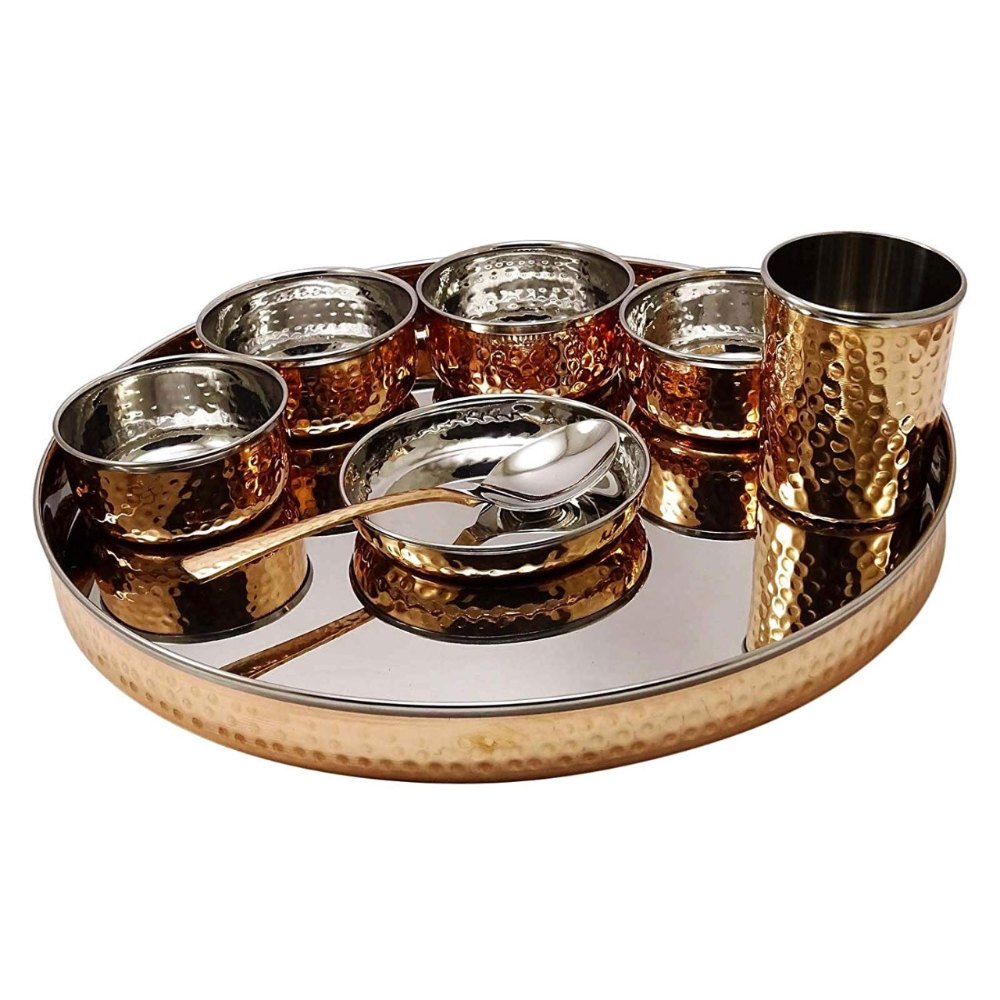 Hammered Copper Dinner Set, Round