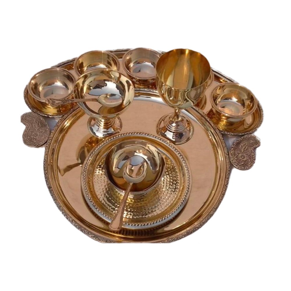 Copper Antique Dinner Thali Set