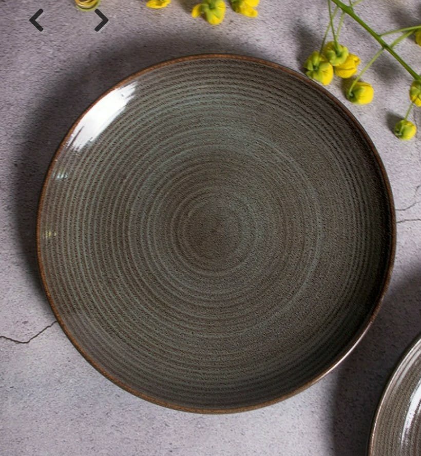 Ceramic Round Plain Dove Green Dinner Plate, For Hotel, Size: 10 Inch