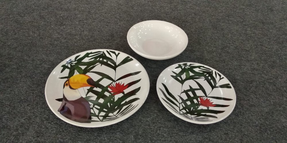 Dadoos Industries White 18 Pcs Tuocan Stoneware Dinner Set, Packaging Type: Box, for Home