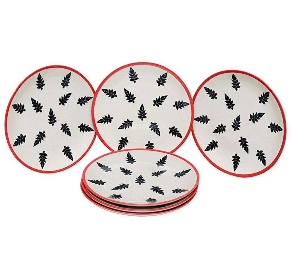 White Stoneware Dinner Plates in Christmas Tree Pattern, Size: 10 Inch